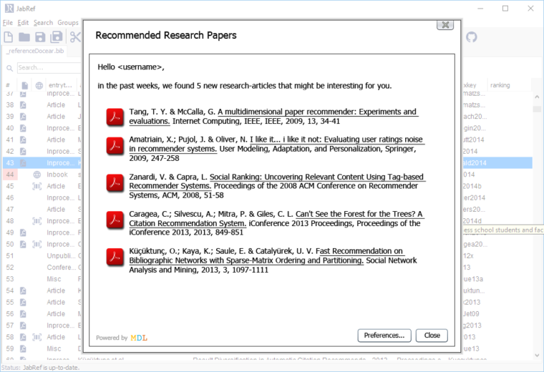 The popular reference manager ‘JabRef’ will be our second